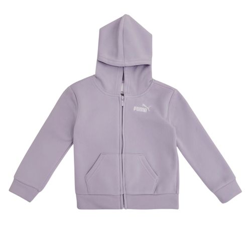 Suéter con capucha color lila con frontal de zíper para niña