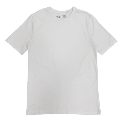 Camiseta color blanco sólido de cuello redondo para hombre