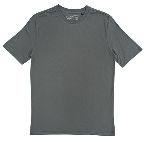 Camiseta color gris sólido de cuello redondo para hombre