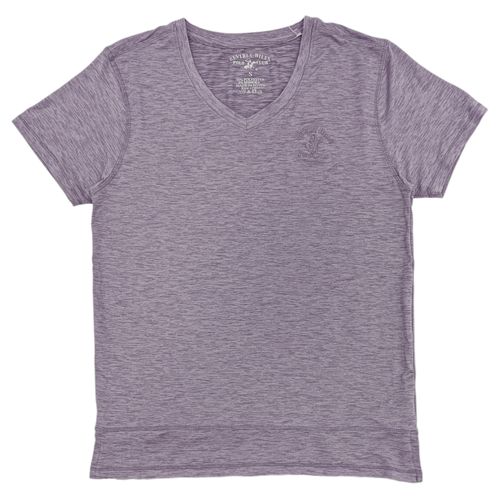 Camiseta deportiva color fucsia con escote en V para mujer