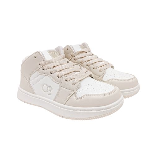 Sneakers estilo botines color beige diseño con textura para niña