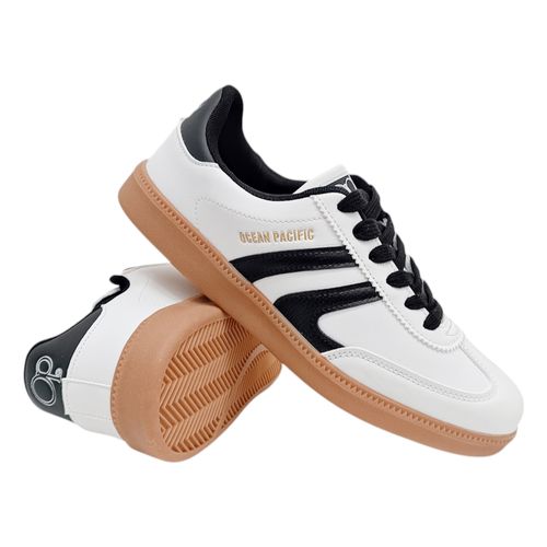 Sneakers casuales color blanco con detalles en negro para hombre