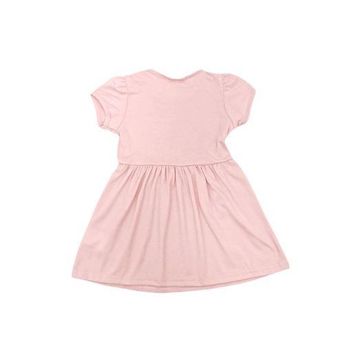 Vestido estampado color rosa de cuello redondo para niña