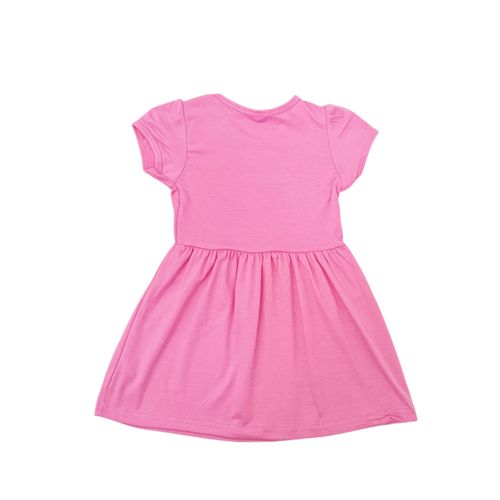 Vestido estampado color rosado de cuello redondo para niña