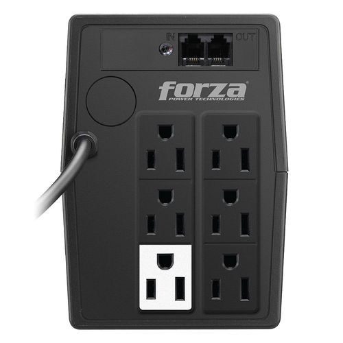 Regulador de voltaje Forza 1000 Voltios / 500 Watts 6 tomas certificados NEMA 5-15R + 2 puertos RJ45