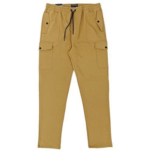 Pantalón cargo casual color caqui con pretina elástica para hombre