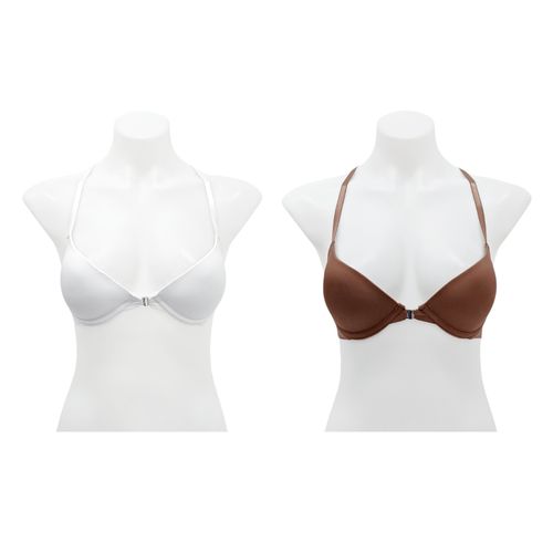 Conjunto de 2 brasieres bicolor con tirantes cruzados para mujer