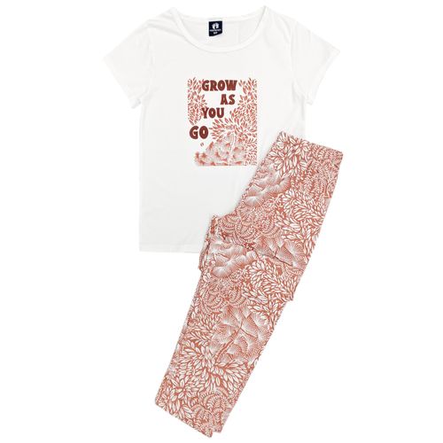 Conjunto de pijama de pantalón bicolor estampado floral para mujer