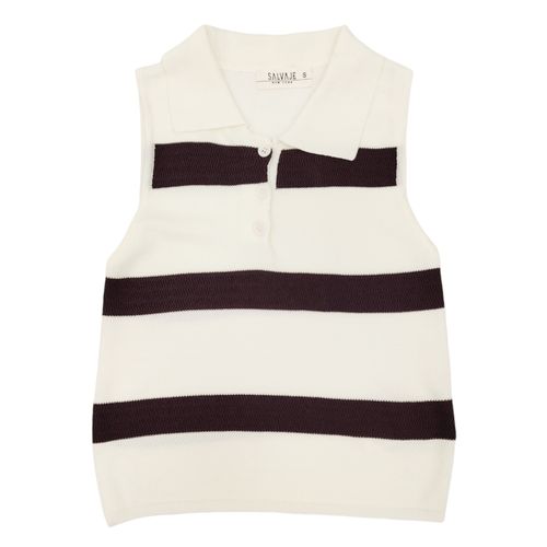 Blusa rayada casual color blanco desmangada para mujer