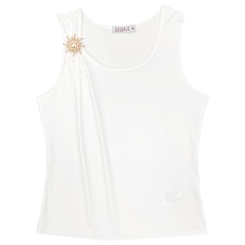 Blusa color blanco con detalle en hombro para mujer