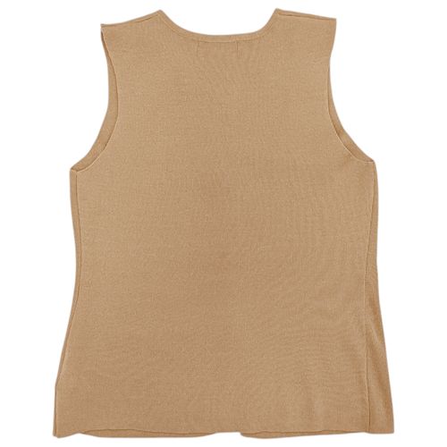 Blusa tipo chaleco color beige de cuello redondo para mujer