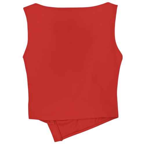 Blusa cropped color rojo con botones laterales para mujer