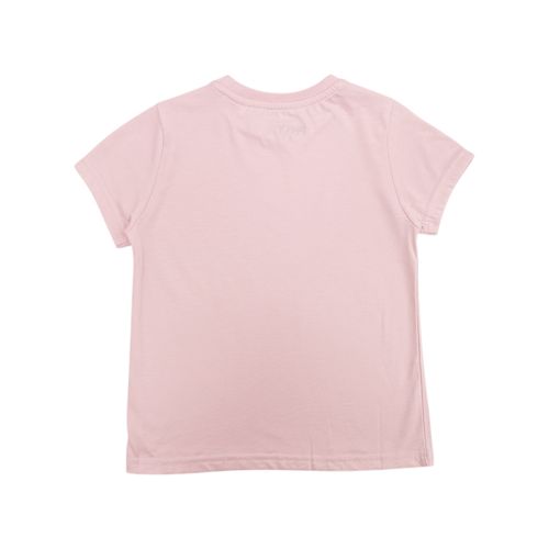 Camiseta sólida color rosa de cuello redondo para niña