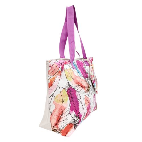 Bolso de playa color morado con estampado para mujer