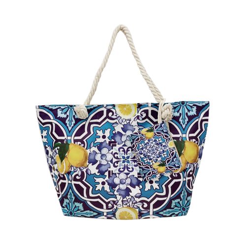 Bolso de playa en bicolor con estampado para mujer