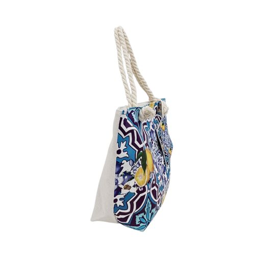 Bolso de playa en bicolor con estampado para mujer