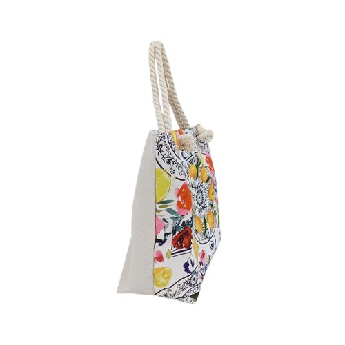 Bolso de playa color blanco con estampado veraniego para mujer