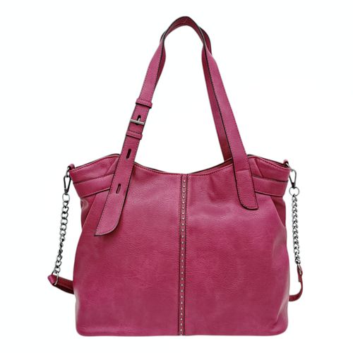 Cartera tote color fucsia con doble asa ajustable para mujer