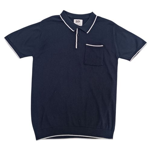 Camisa tipo Polo color azul de mangas cortas para hombre