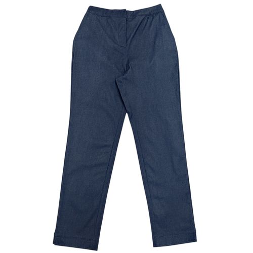 Pantalón straight casual color azul sólido para mujer