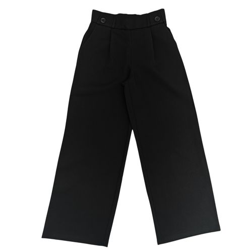 Pantalón capri color negro sólido para mujer