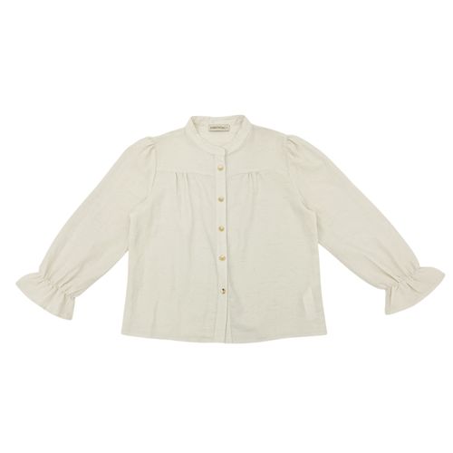 Blusa casual de color beige con mangas 3/4 para mujer