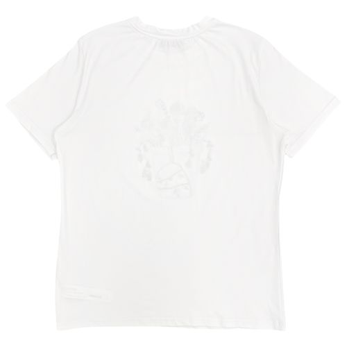 Camiseta color blanco con detalle floral y mangas cortas para mujer