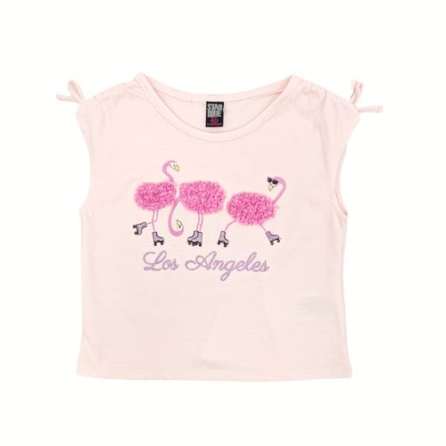 Tank top estampado color rosa de cuello redondo para niña