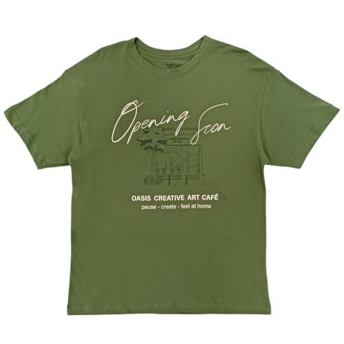 Camiseta color verde con estampado y mangas cortas para hombre