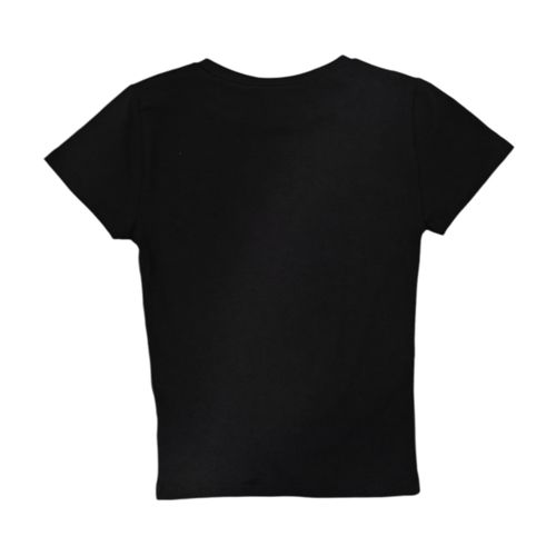 Camiseta color negro mangas cortas con cuello redondo para mujer