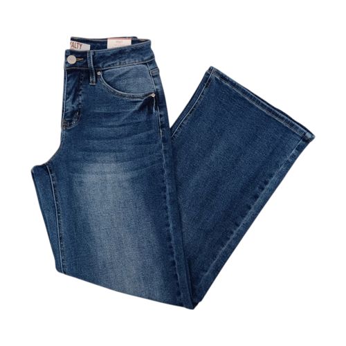Wide leg jeans color azul con diseño sólido para mujer