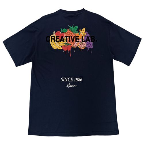 Camiseta oversize color navy con diseño estampado de mangas cortas para hombre