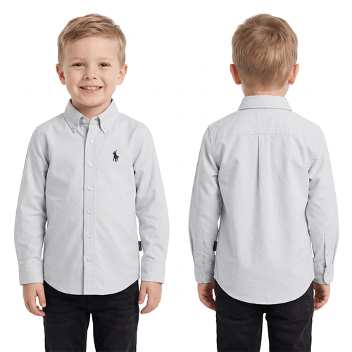 Camisa color blanco diseño sólido de mangas cortas para niño
