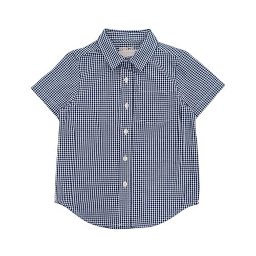 Camisa para niño color azul diseño de cuadros con mangas cortas para niño