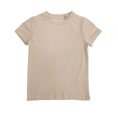 Camiseta color caqui con cuello redondo y mangas cortas para niño