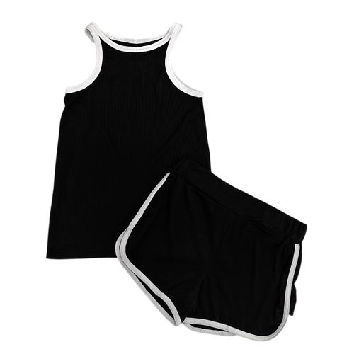Pijama de short color negro tipo deportivo para mujer