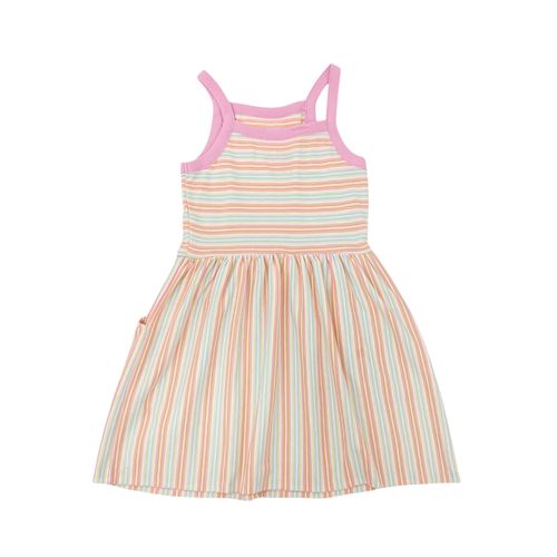 Vestido rayado en multicolor escote recto de tirantes para niña