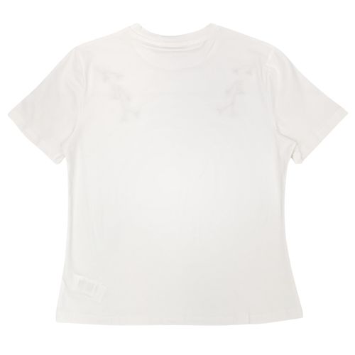 Camiseta color blanco con cuello redondo y detalle decorativos para mujer