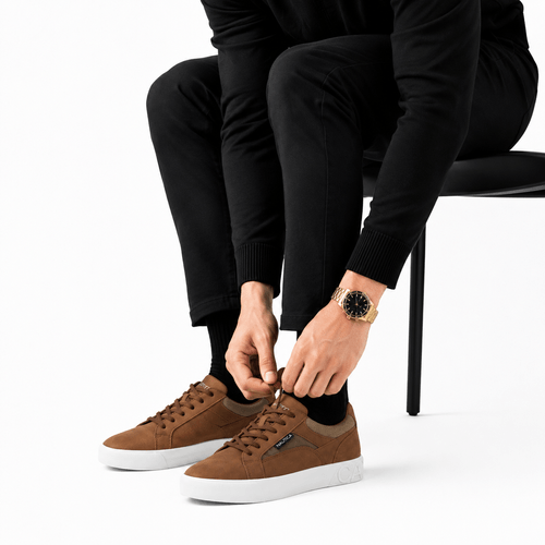 Sneakers casuales Náutica color café con diseño texturizado para hombre