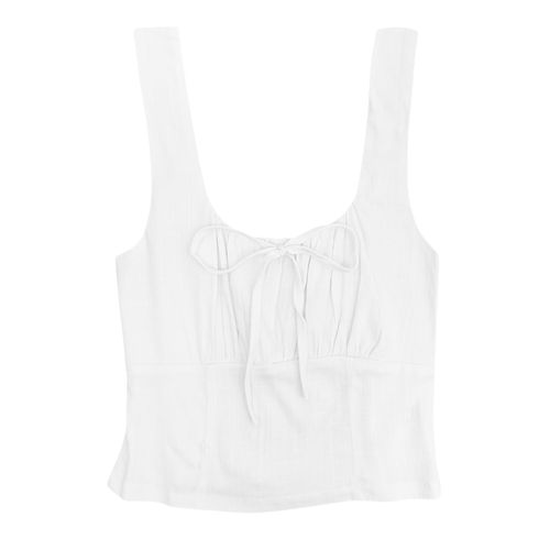 Blusa cropped color blanco de tirantes para mujer