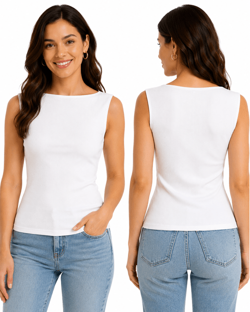 Blusa casual tipo tank top color blanco para mujer