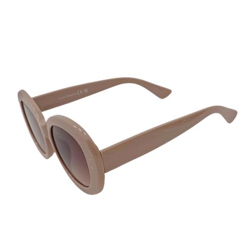 Lentes de sol color beige con diseño ovalado para mujer