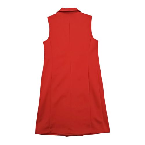 Vestido recto estilo chaqueta color rojo desmangado para mujer
