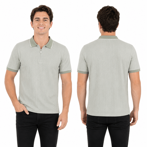 Camisa tipo polo color verde mangas cortas diseño con textura para hombre