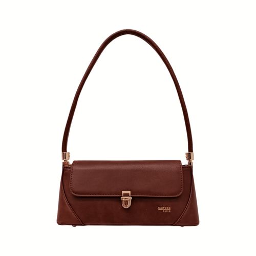 Shoulder bag color café con detalle en dorado para mujer