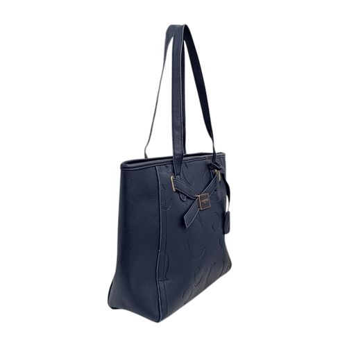 Cartera tote color navy diseño con textura para mujer