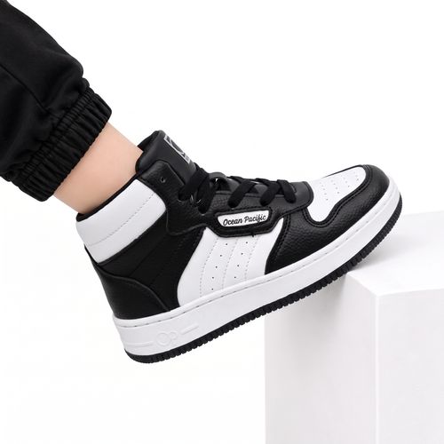 Sneakers estilo botines bicolor diseño con textura para niño