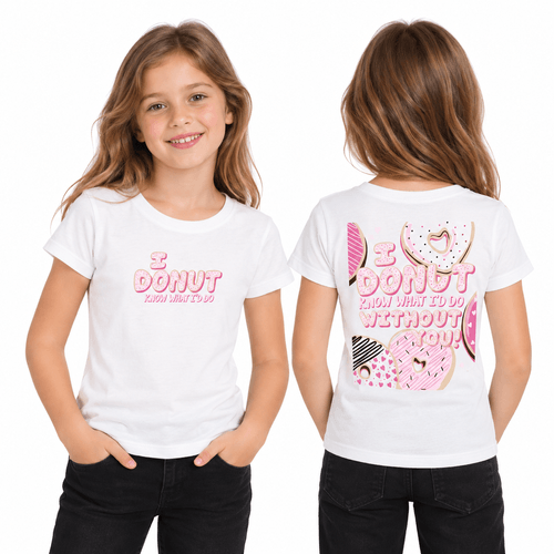 Camiseta blanca con estampado de donas con cuello redondo para niña