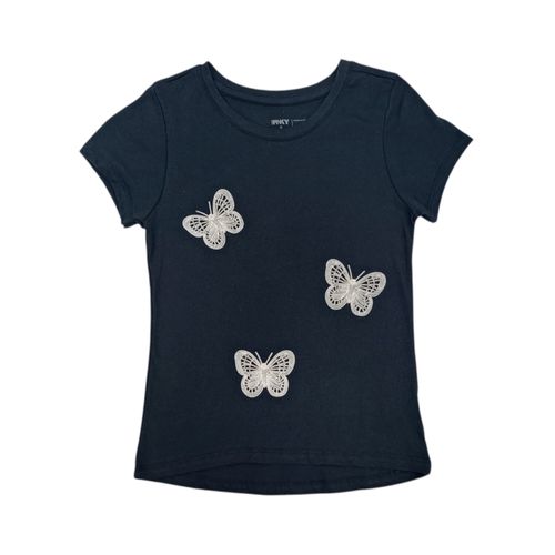 Camiseta con aplicativo de mariposas color azul para niña