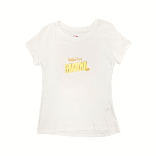 Camiseta color blanco con diseño estampado de mangas cortas para niña